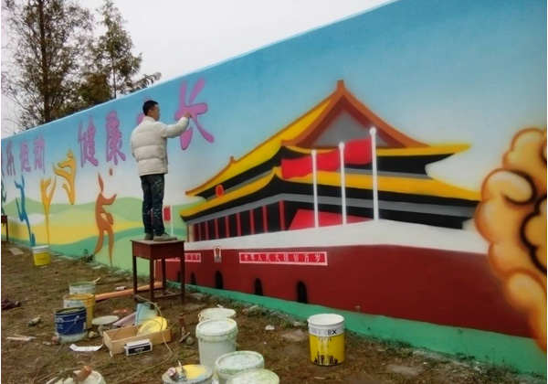 襄陽(yáng)市襄州區(qū)黃龍中學(xué)主席臺(tái)墻繪